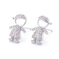 Sparkling boy and girl shaped stud earrings with cubic zirconia in silver metal - Boy - Silver (White Zirconia)