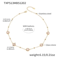 Gold stainless steel necklace with round pink glass stone pendant and detailed dimensions - Chain Only / Gold-Pink
