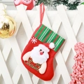 Red Christmas stocking with green plaid trim and a Santa Claus figure for holiday decor - Santa and Letters / Small
