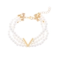 Collier de perles multicouche élégant avec pendentif en V doré et fermoir ajustable - Bracelet Pendentif V en Perles Multicouches (Or KC Bracelet 5224)