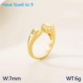 Anello aperto geometrico in oro 18K con estremità a sfera lucide taglie da 6 a 9 - US 6 / Oro