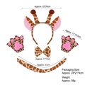 Set costume da giraffa 4 pezzi con cerchietto, coda, farfallino e guanti a zampa - Set Girafe Cachi 4 Pezzi con Guanti