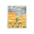 Enamel brooch featuring Van Gogh style violinist in a field of sunflowers - Sunflower Violinist (xz9444)