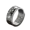 Retro S990 sterling zilveren open ring met Pixiu-reliëf en Heart Sutra-tekst - Gelukswolk Pixiu Zilver