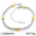 Gold stainless steel anklet with cylindrical beads, 230x4mm size with lobster clasp - Gold Cylinder Link (KJ3757-Z)