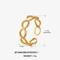 Anello aperto ovale traforato in acciaio inossidabile dorato con fascia regolabile - Oro