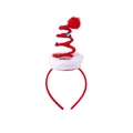 Cute red spring headband with Christmas bells and soft white plush fur base decor - Red Spring