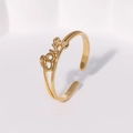 Anillo abierto dorado minimalista con letras LOVE y diseño elegante de doble carril - Dorado