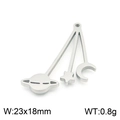 Silberner Edelstahl Anhänger Planet Stern und Mond für DIY Halsketten Schmuck - Stahlfarbe (KLJ7801-Z)