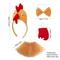 Panoplie costume poulet avec serre-tête jaune, nœud papillon, queue rouge et tutu orange - Ensemble Jaune Terre 3 Pièces + Tutu