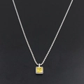 Collana a catena in argento con ciondolo in cristallo giallo quadrato dal design moderno - Acciaio Giallo Chiaro