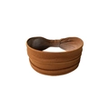 Detailed view of the dark brown wide elastic yoga headband in soft knitted fabric - Solid Brown