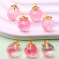 Pink transparent peach pendant charm with gold ring for DIY bracelets and necklaces - Style 57