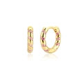 Gold plated S925 silver hoop earrings with twisted texture and pink cubic zirconia - Pink