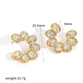 Detailansicht der goldenen Blattohrringe mit 25,5 mm Höhe und 12,7 g Gesamtgewicht. - C-Form-Stil (TE60683-G) / Gold