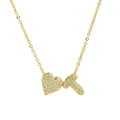 Gold plated bubble heart and letter A pendant necklace with pavé cubic zirconia - Letter T