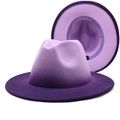 Cappello fedora in feltro a tesa larga con sfumatura viola e corona con incavo - M (56-58cm) / Viola Taro+Viola Scuro