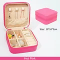 Portable rose red jewelry box with zipper, 10x10x5cm storage for rings and necklaces - 10*10*5cm / Rose Red
