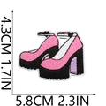 Patch ricamata a tacco alto rosa e nero, 4,3x5,8 cm, per decorazione di vestiti - Tacchi Alti Rosa Nero