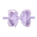 Light purple ribbed ribbon bow nylon headband for babies and young children - Light Purple