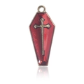 Pendentif cercueil gothique en rouge foncé et doré pour bijoux d'Halloween - Croix Rouge Or KC