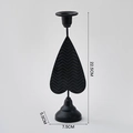 Nordic black metal candle holder with 3D wave textured heart detail and 22.5cm height - Heart - Black