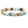 Fashionable multi-color natural stone beaded stretch bracelet for men and women - 10 mm