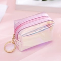 Mini-Geldbörse aus holografischem PVC in Rosa mit Laser-Effekt und Schlüsselanhänger - Rosa
