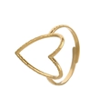 Anello aperto dorato regolabile con grande design a cuore traforato e testurizzato - Oro