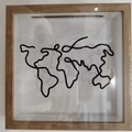 Minimalist wooden world map memory box and ticket shadow frame for travel souvenirs - 20*20cm Map Style / Natural Wood Color