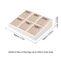 Espositore per orecchini a 6 scomparti con cuscinetti beige e cornice in pelle - Vassoio 6 Posti per Orecchini (Champagne e Bianco)