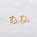 Eleganti orecchini a lobo a cuore placcati oro 18k con brillanti zirconi bianchi - Forma a Cuore / Oro 18K / Zirconia Bianca