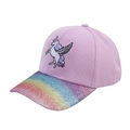 Lila Einhorn Baseballkappe für Kinder mit schimmerndem Regenbogen-Paillettenschirm - Regenbogen Flügel Einhorn - Lila