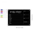 Black acrylic weekly planner board with six colorful markers for fridge organization - TYU357 Black Small Planner (With 6 Pens)