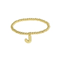 Adjustable 18k gold plated beaded bracelet featuring a bubble style letter J pendant - Letter J