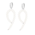 Elegant S925 sterling silver baroque pearl hoop earrings with artistic twisted ring design - 925 Silver/Baroque Pearl / White Gold