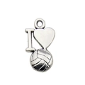 Silver vintage sports keychain charm featuring I Love Volleyball heart and ball design - I Love Volleyball Heart