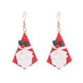 Christmas Santa Claus earrings with red triangle base and green holly leaves design - Style 3-Santa Claus