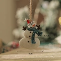 Retro resin snowman ornament with red hat and green scarf for Christmas tree - Green Scarf Snowman Style