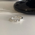 Silver S925 ring with irregular wave pattern and small star accents in a modern open design - J5096 Silver Wave Star Open Ring