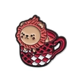 Spilla in smalto a cartone animato con un leone carino in una tazzina da caffè - Stile Leone Rosso (QHXZ2582)