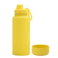 Bright yellow 1L vacuum insulated sports bottle with matte finish and portable ring cap - 1 L / Lemon Yellow-Sport