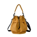 Ginger yellow nylon bucket bag with drawstring closure and adjustable black strap - One Size / Orange