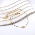 Bracciale vintage francese in acciaio inossidabile dorato con ciondolo in zircone - Oro Quadrato Pavé Zircone