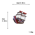 Colorful pirate ship embroidery patch with white sails and purple bow detail, 6cm size - GZ-2550