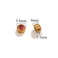 Golden stainless steel round bead with pink crystal zircon and size annotations - Pink