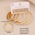 Three pairs of gold stainless steel hoop earrings with crystals in various sizes - 1#Circle / 3 Pairs (2.5/3.5/4.5cm)