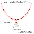 Detail view of handmade beaded Christmas necklace with dimensions for tree pendant - White Christmas Tree Pendant-Red White Beads