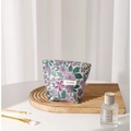 Neceser bordado con flores moradas y cremallera dorada en soporte de madera - Lila Pequeño