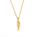 Collana in acciaio inossidabile placcato oro 18K con ciondolo a forma di pesce 3D - Oro
